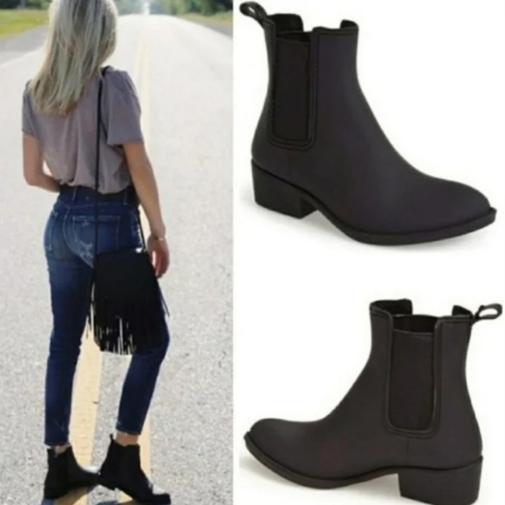 Jeffrey  Campbell Havana Last Black Rubber Chelsea Rain Boots Sz: 9